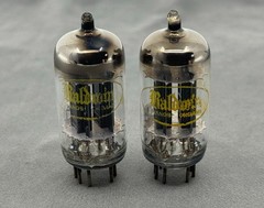 (2) Raytheon Baldwin 12AU7 ECC82 Long Black Plate Tubes O Getters Test Strong