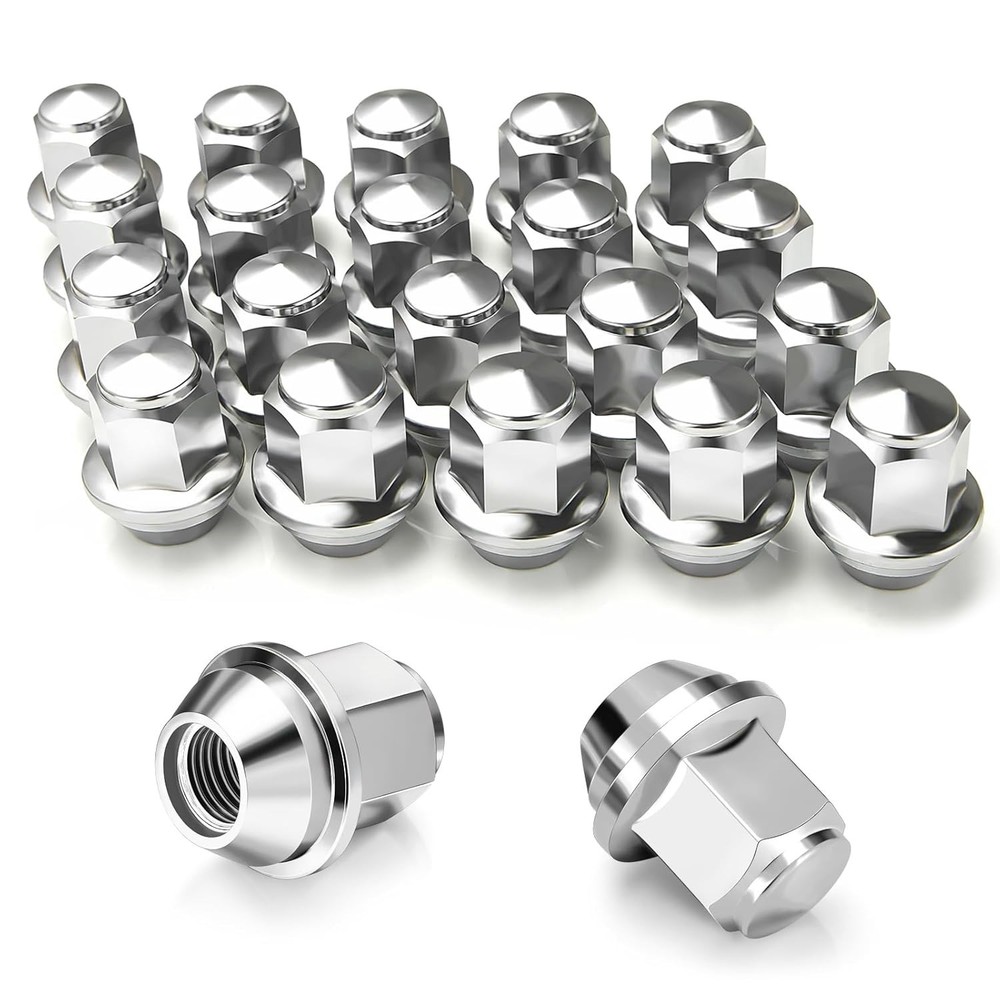 20pcs Lug Nuts,One-Piece Solid Chrome M14x1.5 Silver 20 Pack-Ford Mustang Edge