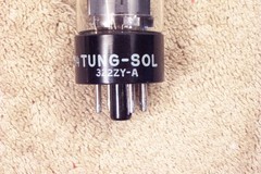 One, Tung Sol branded, Mullard made, 5AR4 GZ34, f32, 4-notch, Gt Britain, 1964