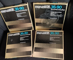 MAXELL REEL TO REEL 35-90 7 INCH LOT OF 4-1 HAS RECORDING THE OTHER 3 DO NOT-