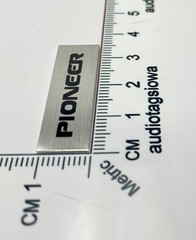 Pioneer Turntable Badge Logo For Dust Cover Metal 34mm x 10mm Silver w/Black