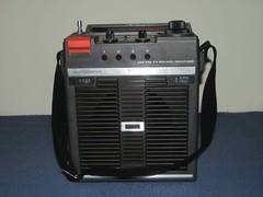 VINTAGE WESTMINSTER 3951 PORTABLE AM/FM/TV-1/TV-2/WB/8 TRACK PORTABLE RADIO