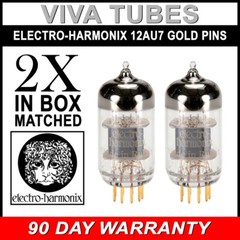 New Electro-Harmonix 12AU7 ECC82 GOLD PINS Gain Matched Pair (2) Vacuum Tubes