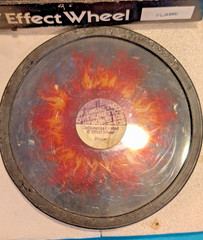 VINTAGE OPTIKINETICS 6 INCH EFFECT WHEELS FLAME PAIR WITH BOX UK UNTESTED AS IS