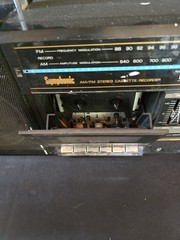 vintage Symphonic AM/FM stereo cassette recorder boombox from the 1980s.