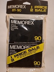 2-Pack MEMOREX 8T-90 Blank 8-Track Recording TAPE Cartridge 90 Minutes
