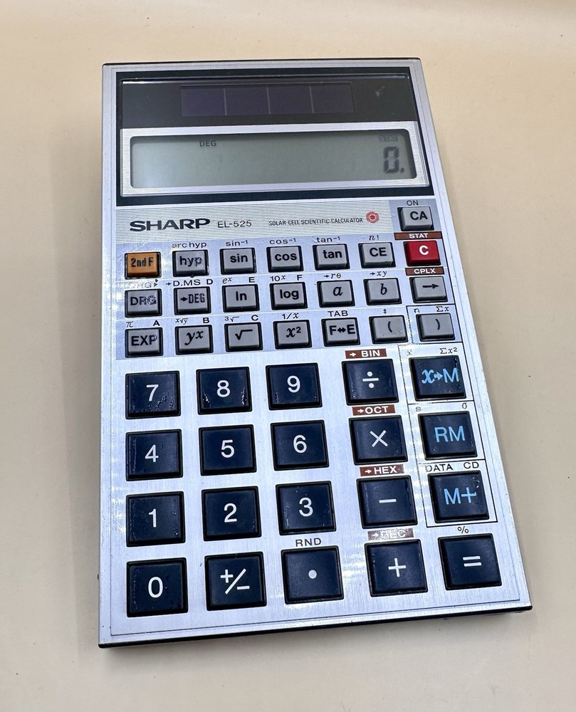 Vintage Sharp EL-525 Solar Scientific Calculator Made in Japan w/ Original Case