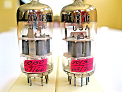 2 SYLVANIA 7308 VACUUM TUBES GRAY PLATE O GETTER TV-7 TESTED.