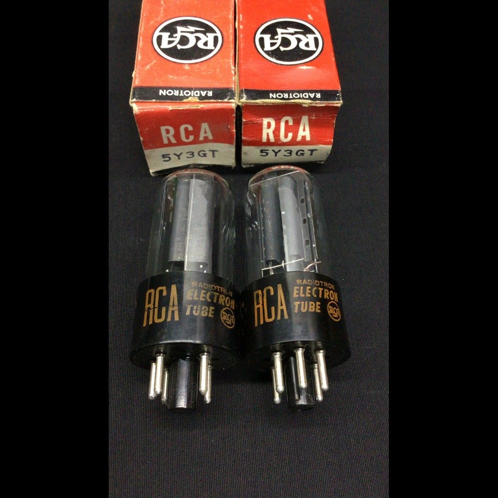 NOS PAIR RCA 5Y3GT Black Plate VINTAGE Audio Radio RECTIFIER Vacuum Tubes H.9165