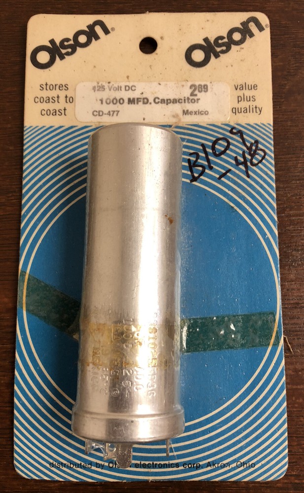 125 Volt DC 1000 MFD Capacitor CD-477 Made In Mexico