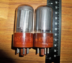 2 Strong Matched Raytheon Brown Base 6V6GT Tubes