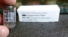Tungsol Long Grey plate 12ax7 1950s Bent Square getter 105 each side