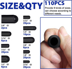 110 PCS Vacuum Caps Assortment, Vacuum Plugs Hose End Cap, Rubber Vacuum Caps
