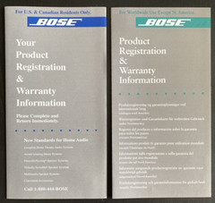 Vtg Bose Model V-100 V-300 Speakers Owner&rsquo;s Guide 1995 18 Pages + Reg & Wrrnty