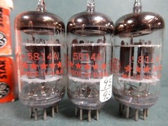 GE Set of Three Gray Plate 5 Star 5814A Vacuum Tubes Amplitrex Tested Strong!