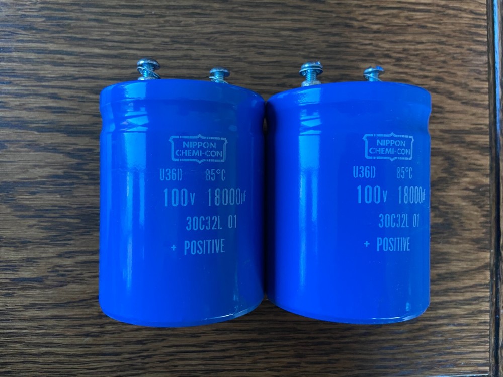 2 New Crown DC300 DC300A DC300 II Main Filter Capacitors 18000 uf 100v
