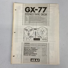 Akai GX-77 Reel to Reel Owners / User Manual *Original*