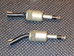 Set of 2 Vintage 1940&rsquo;s AMPRO 1/4&Prime; Speaker Cable MALE PLUGS Guitar or Microphone