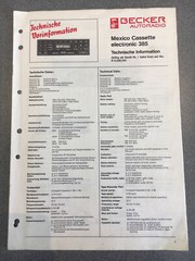Becker Autoradio Mexico Cassette Electronic 385 Service Manual