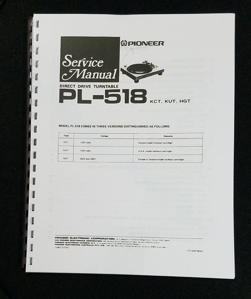 Pioneer PL-518 Turntable Service Manual
