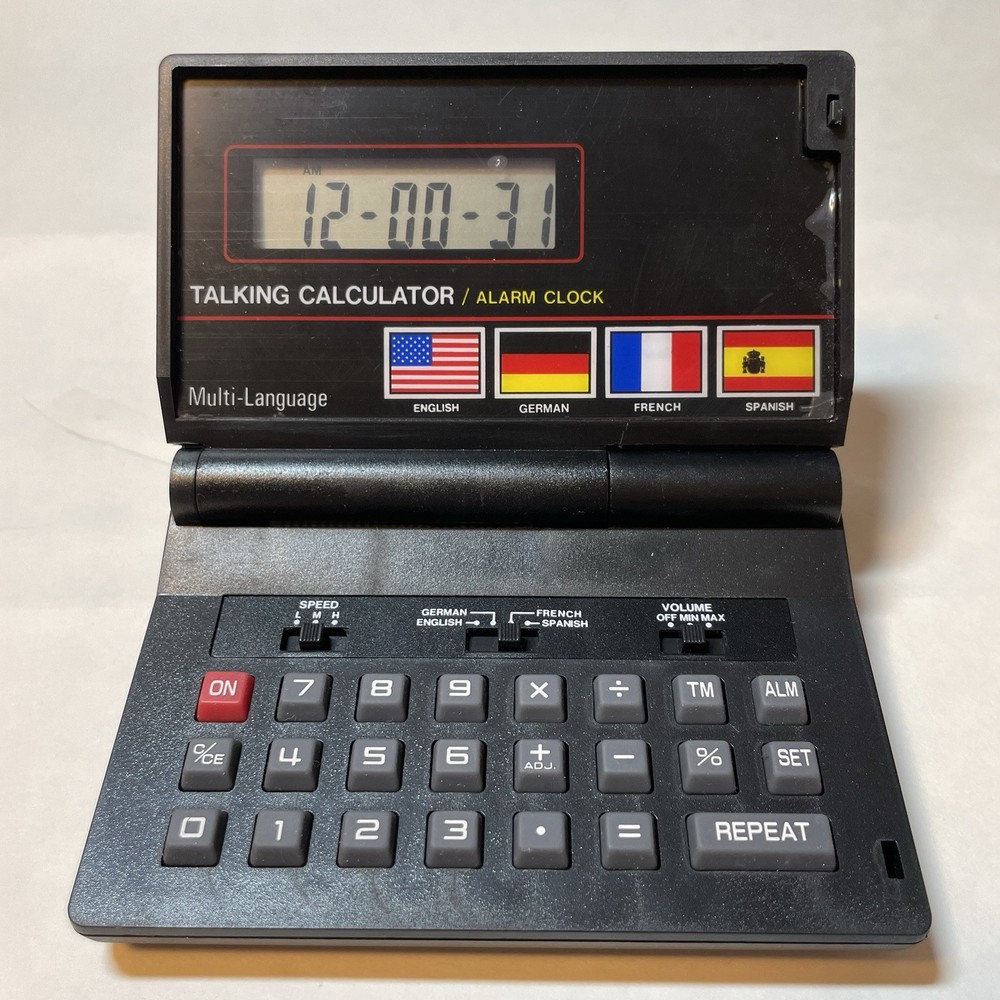 Talking calculator alarm clock multilanguage German French Spanish English Small