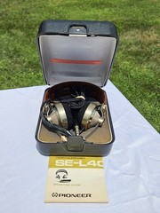 Pioneer SE-L40 Vintage Stereo Headphones Brass And Leather w/Case NOT TESTED