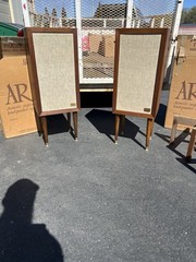 Vintage AR-3A Speakers One Owner W/Boxes MCM Stands & Original Stands Acoustic