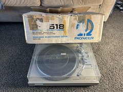Pioneer PL-518 Turntable With Original Box Vtg Record Player Tested *READ*