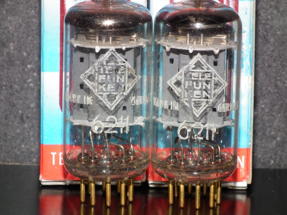 Platinum Matched Pair 6211 Telefunken ~ECC82 Tested NOS DB Gold Pins Same codes