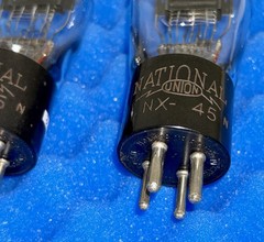 TWO National Union NX-45 Tubes 45 / Tested +100% / Engraved 1930&rsquo;s Cup Getter