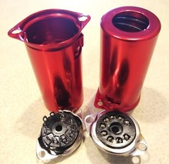 2PCS 9 pin RED B9A Bakelite Vacuum Tube Socket Valve Base For 12AX7 with shield