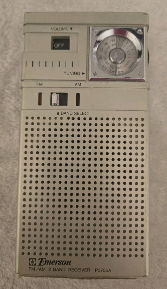 Vintage Emerson FM/AM 2 Band Radio P3755A TESTED-WORKS