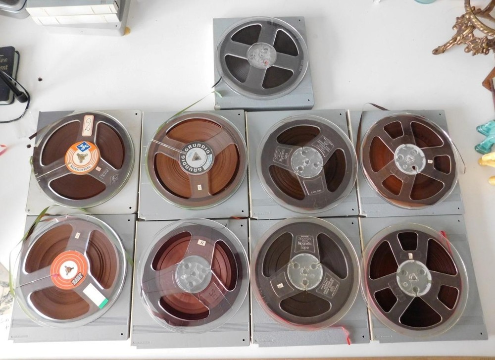 7&Prime; Reel to Reel Tapes BASF AGFA Grundig Hard Case Lot of 9 USED UNTESTED