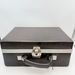 Vintage Brown Faux Leather 8-Track Tape Carrying Case 24 Slot Storage Box Retro