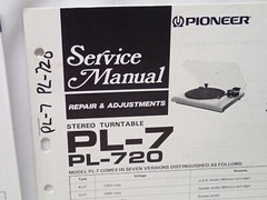 Pioneer Lot of 7 Turntable Original Service Manuals PL-4 7 C7 X5 S30 S70 516