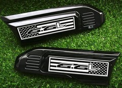 Pair Set New Custom 6.6L USA Flag Vent Emblems Driver Flag 6.6L-Glossy Black