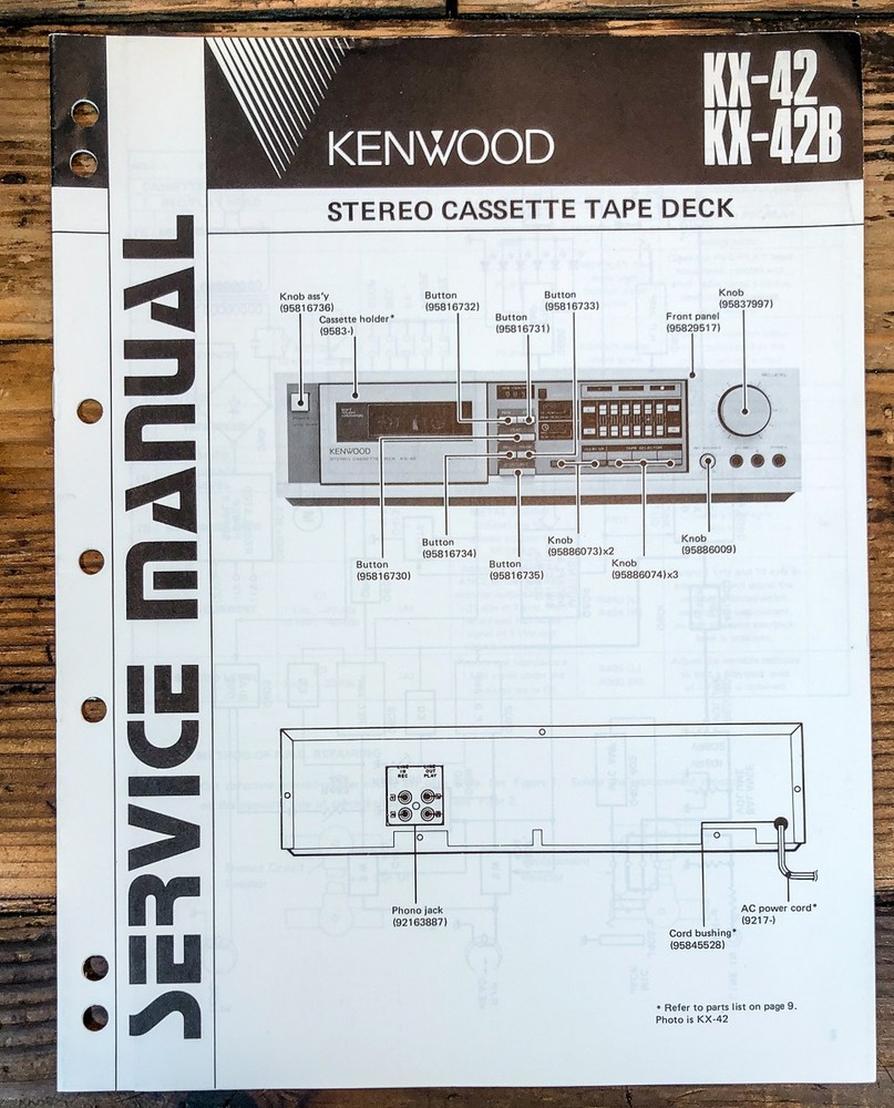 Kenwood KX-42 KX-42B Cassette Service Manual *Original*