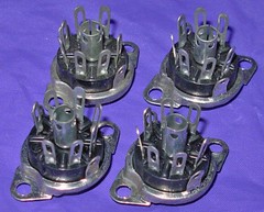 Four NOS 7 pin Miniature Vacuum Tube Sockets for 6AQ5, 6AU6, 12BA6, 12BE6, etc