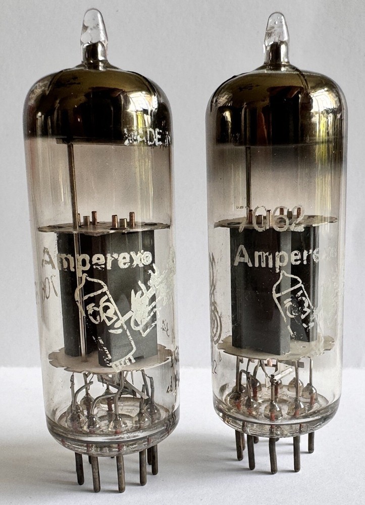 Pair AMPEREX 7062 E180CC RARE- BUGLE BOY Treble Clef Matched Heerlan Δ1A2 Grail