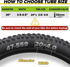 1 Pack 20×4.0 Fat Tire Tubes with Av 32mm, 20×3.5-4.5 Fat Tire Tube Heavy Duty