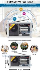 AM/FM Shortwave Solar Radio With Bluetooth Speaker Flashlight MP3 Player