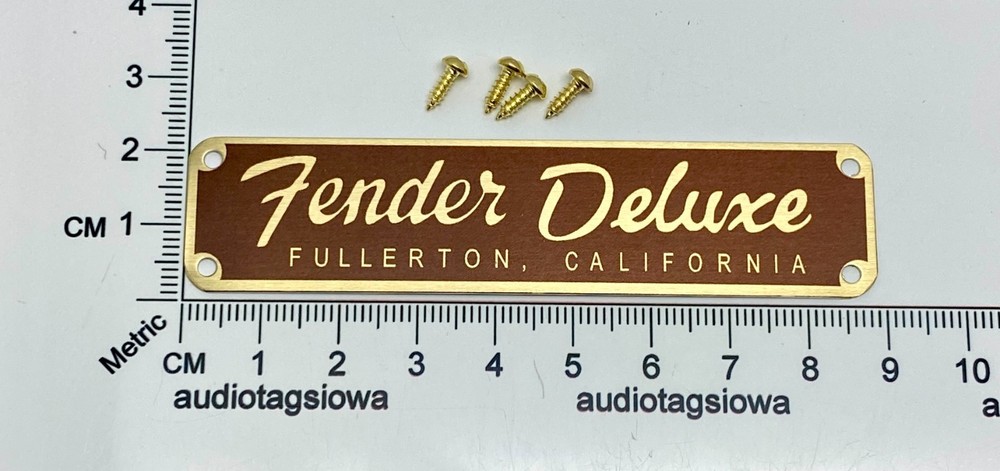 Fender Deluxe Fullerton Logo Case Badge Custom Made Aluminum with Screws