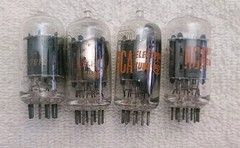 Very Strong Quad RCA 12AU7A Clear Top Grey Plate Side [] Getter