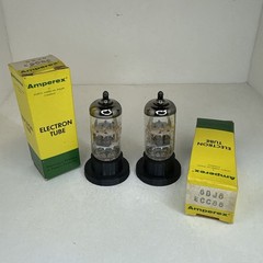 (2) 6DJ8 Amperex Matched Pair ECC88 Label Dimple Disk Getter TV-7 Tested