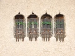 4 x 12au7 Sylvania Tubes*Long Grey Plates-D*Super Matched Quad* 1957-8*#4