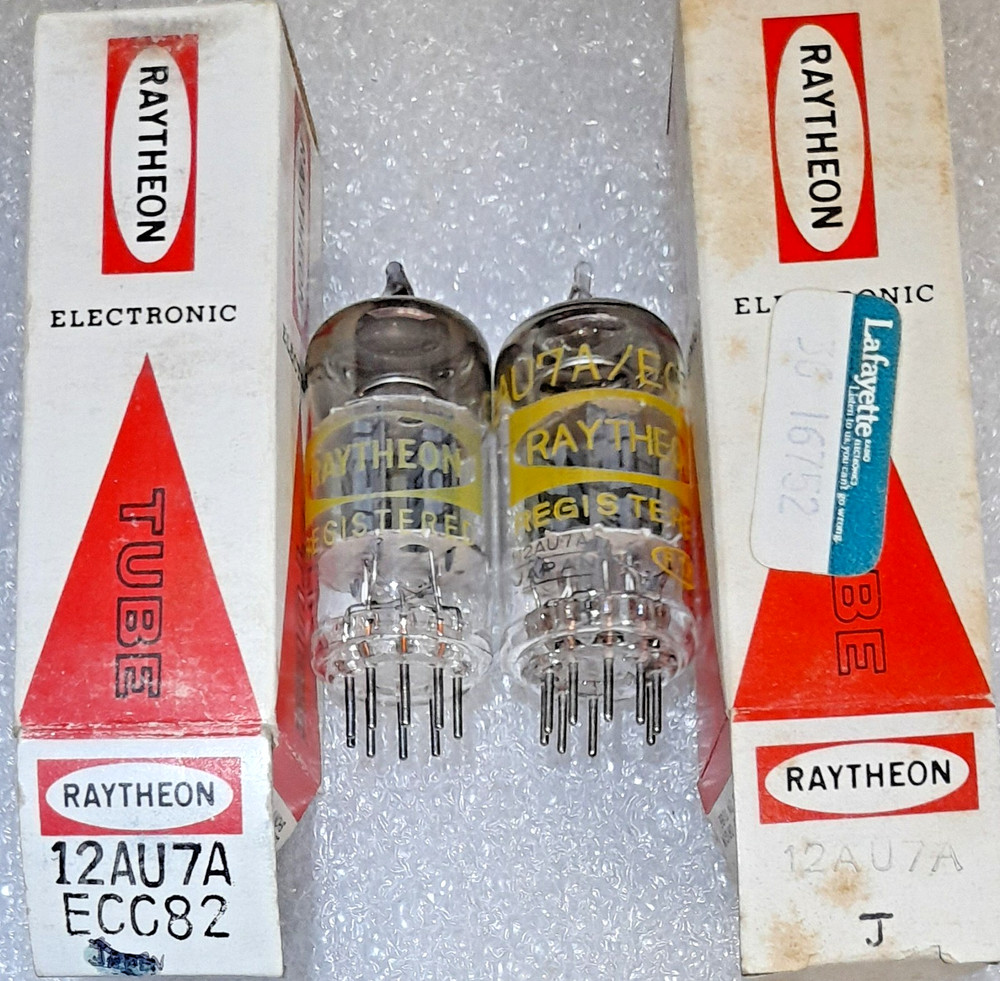 Pair 12AU7A Raytheon NOS Vacuum Tubes, Japan, TV-7D Tested – will combine ship