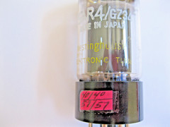 WESTINGHOUSE 5AR4/GZ34 VACUUM TUBE GRAY PLATE O GETTER BALANCED TV-7 TESTED.