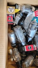 Big LOT of 50 Radio/Television Vacuum Tubes. Some New in Box, Unknown Others