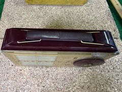 Iconic Rare c1953 Emerson 747 Maroon Pocket Tube Radio w/ Case MCM Untested