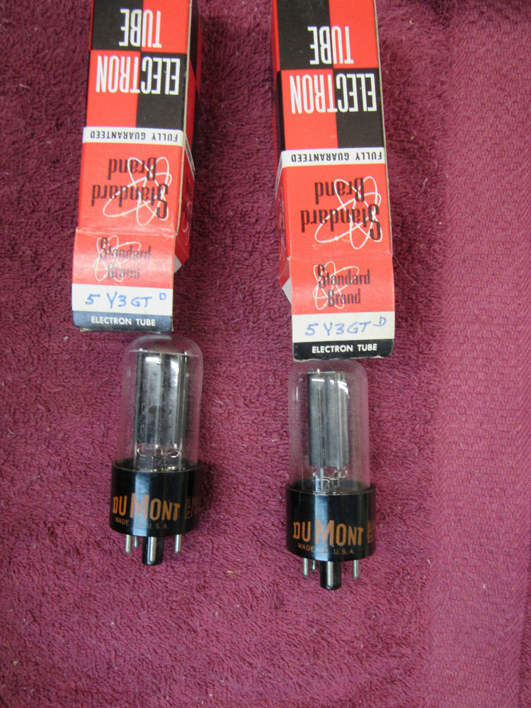 NOS NIB PAIR DUMONT 5Y3GT Rectifier Radio Audio TUBES 5Y3